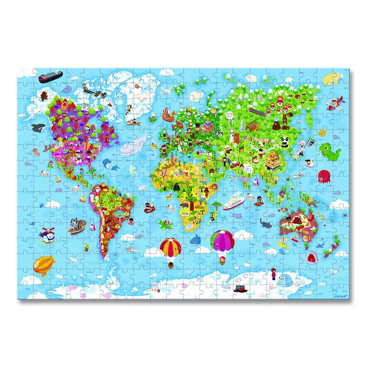 Cardboard Giant World Map Suitcase Puzzle, Grades 2 to 7, 300 Pieces