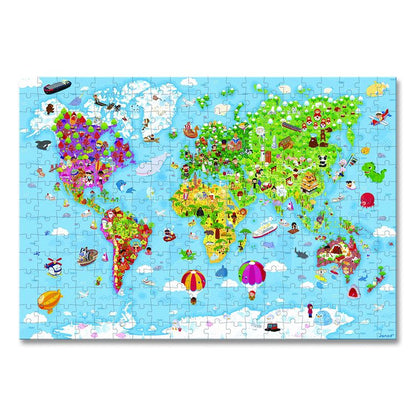 Cardboard Giant World Map Suitcase Puzzle, Grades 2 to 7, 300 Pieces