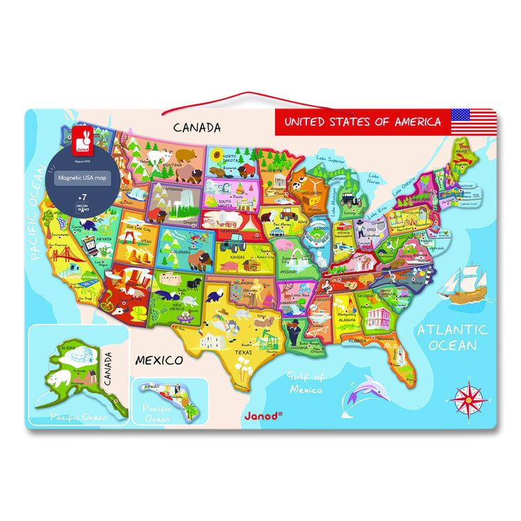 Cardboard United States Map Puzzle, Grades 2 to 7, 48 Pieces