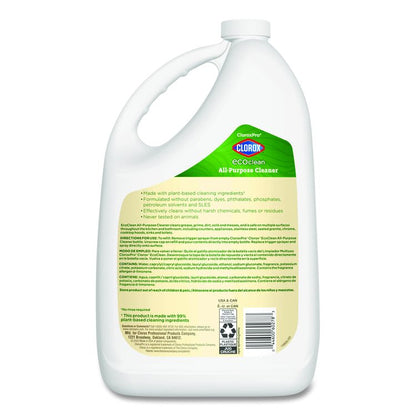Clorox Pro EcoClean All-Purpose Cleaner, Refill, Unscented, 128 oz Bottle, 4/Carton