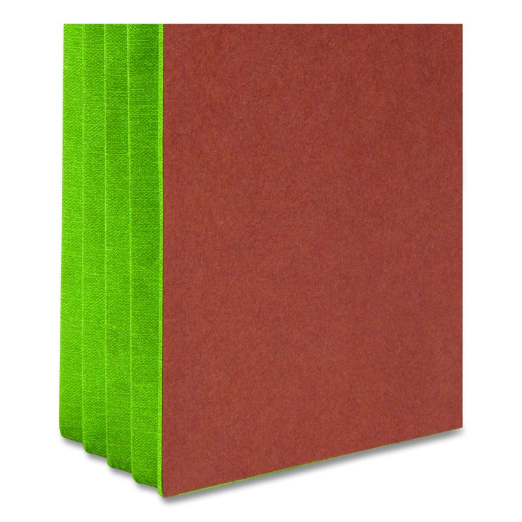 Redrope Drop-Front End Tab File Pockets, Fully Lined 6.5" High Gussets, 3.5" Expansion, Letter Size, Redrope/Green, 10/Box