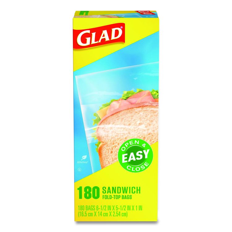 Fold Top Food Storage Plastic Sandwich Bags, 6.5 x 5.5, Clear, 180 Bags/Box, 12 Boxes/Carton