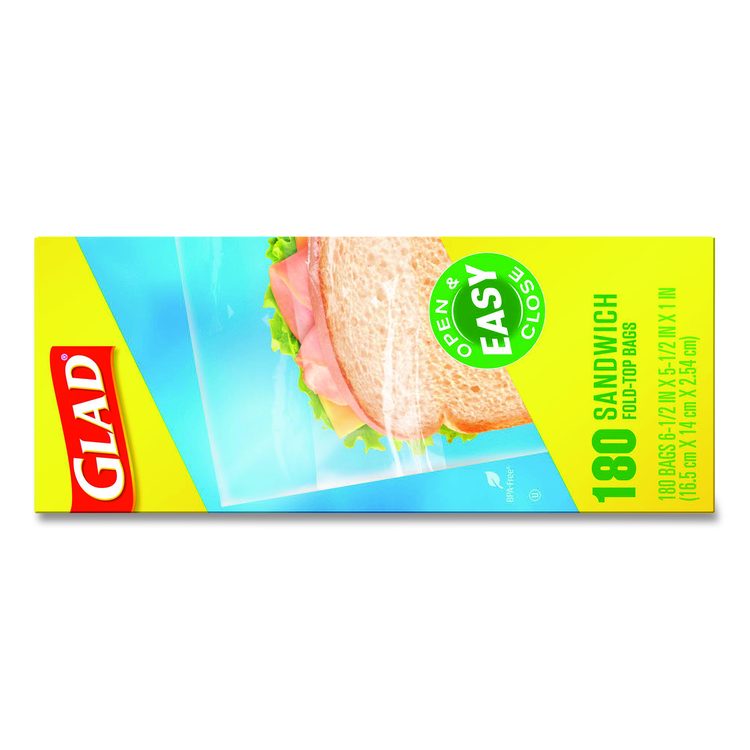 Fold Top Food Storage Plastic Sandwich Bags, 6.5 x 5.5, Clear, 180 Bags/Box, 12 Boxes/Carton