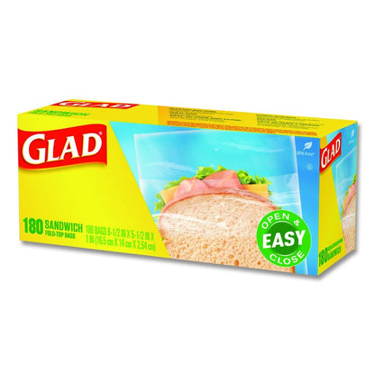 Fold Top Food Storage Plastic Sandwich Bags, 6.5 x 5.5, Clear, 180 Bags/Box, 12 Boxes/Carton