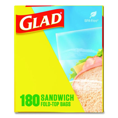 Fold Top Food Storage Plastic Sandwich Bags, 6.5 x 5.5, Clear, 180 Bags/Box, 12 Boxes/Carton