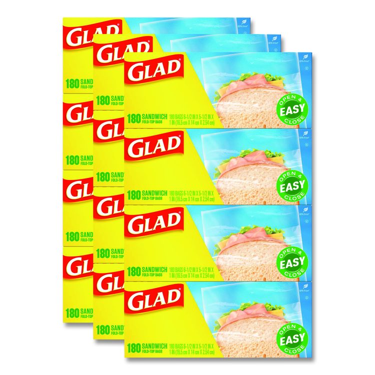 Fold Top Food Storage Plastic Sandwich Bags, 6.5 x 5.5, Clear, 180 Bags/Box, 12 Boxes/Carton
