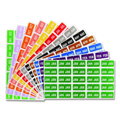 Monthly End Tab File Folder Labels, JAN-DEC, 0.5 x 1, Assorted, 25/Sheet, 120 Sheets/Box