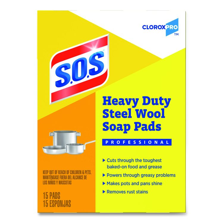 Steel Wool Soap Pads, 2.4 x 3, Steel, 15 Pads/Box, 12 Boxes/Carton