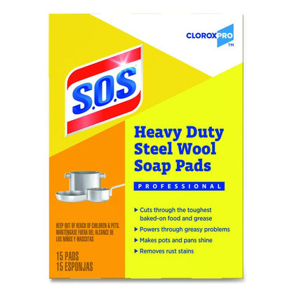 Steel Wool Soap Pads, 2.4 x 3, Steel, 15 Pads/Box, 12 Boxes/Carton