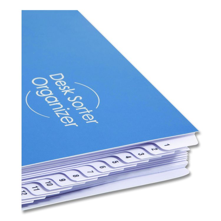 Deluxe Expandable Indexed Desk File/Sorter, 31 Dividers, Date Index, Letter Size, Dark Blue Cover