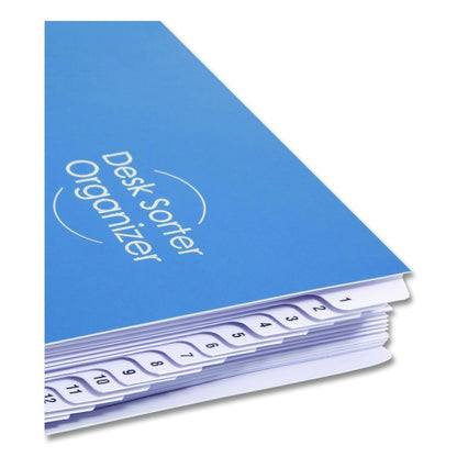 Deluxe Expandable Indexed Desk File/Sorter, 31 Dividers, Date Index, Letter Size, Dark Blue Cover