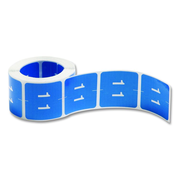 Numerical End Tab File Folder Labels, 1, 1.5 x 1.5, Light Blue, 250/Roll