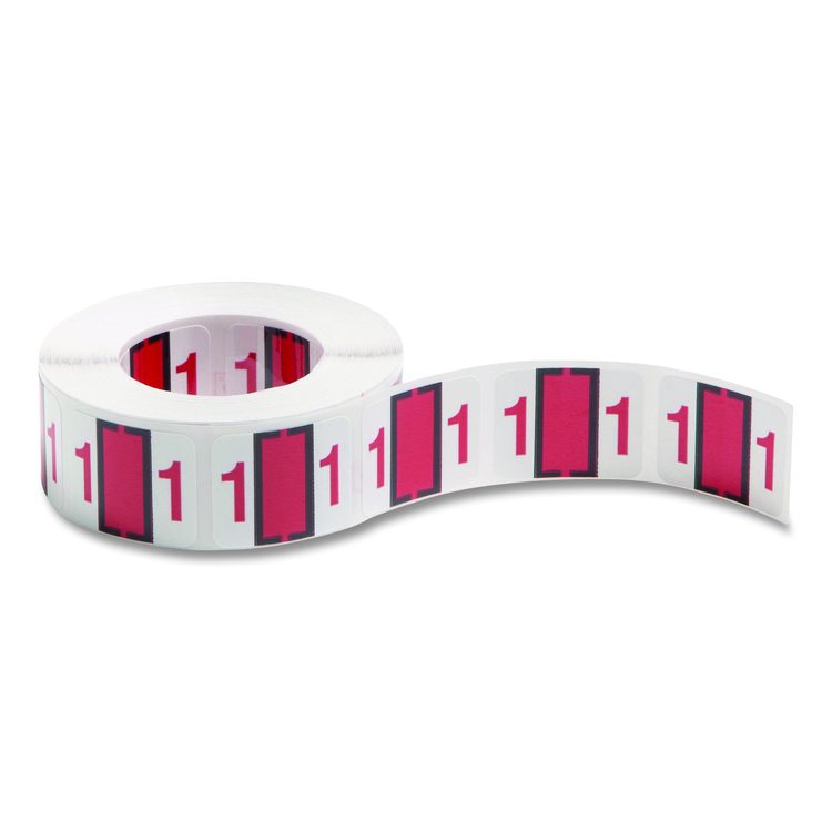 Numerical End Tab File Folder Labels, 1, 1 x 1.25, White, 500/Roll