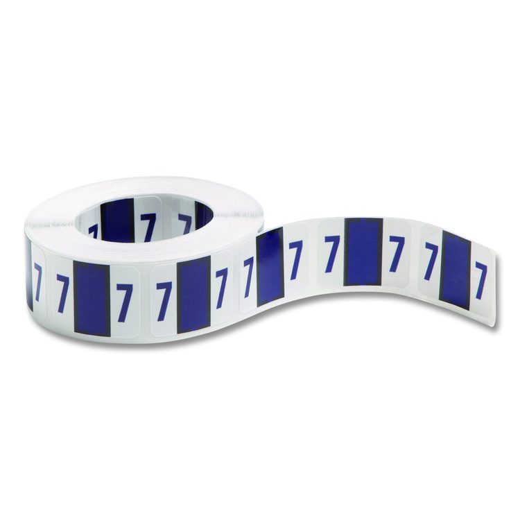 Numerical End Tab File Folder Labels, 7, 1 x 1.25, White, 500/Roll