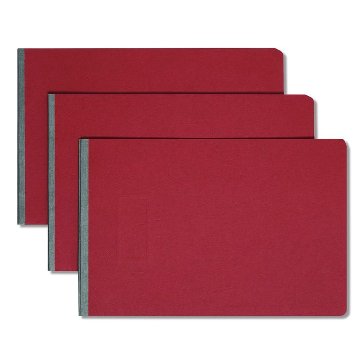 Prong Fastener Premium Pressboard Report Cover, Two-Piece Prong Fastener, 3" Capacity, 11 x 17, Red/Red