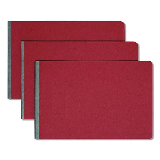 Prong Fastener Premium Pressboard Report Cover, Two-Piece Prong Fastener, 3" Capacity, 11 x 17, Red/Red