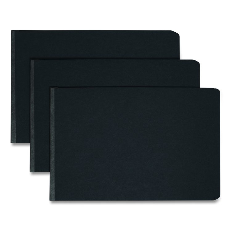 Prong Fastener Premium Pressboard Report Cover, Two-Piece Prong Fastener, 3" Capacity, 11 x 17, Black/Black