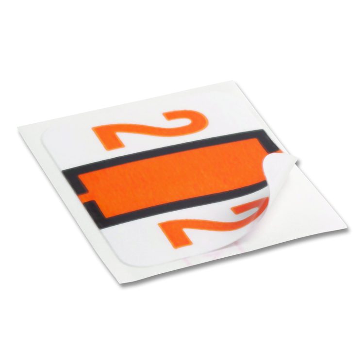 Numerical End Tab File Folder Labels, 2, 1 x 1.25, White, 500/Roll