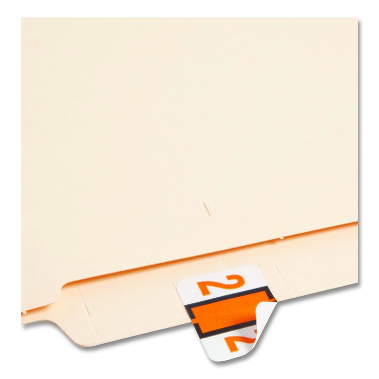 Numerical End Tab File Folder Labels, 2, 1 x 1.25, White, 500/Roll