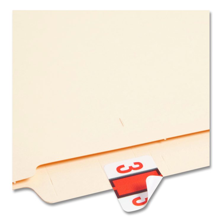 Numerical End Tab File Folder Labels, 3, 1 x 1.25, White, 500/Roll