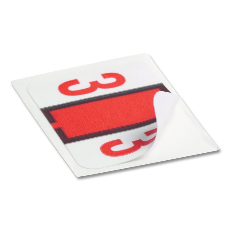 Numerical End Tab File Folder Labels, 3, 1 x 1.25, White, 500/Roll