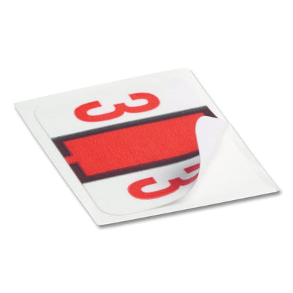 Numerical End Tab File Folder Labels, 3, 1 x 1.25, White, 500/Roll