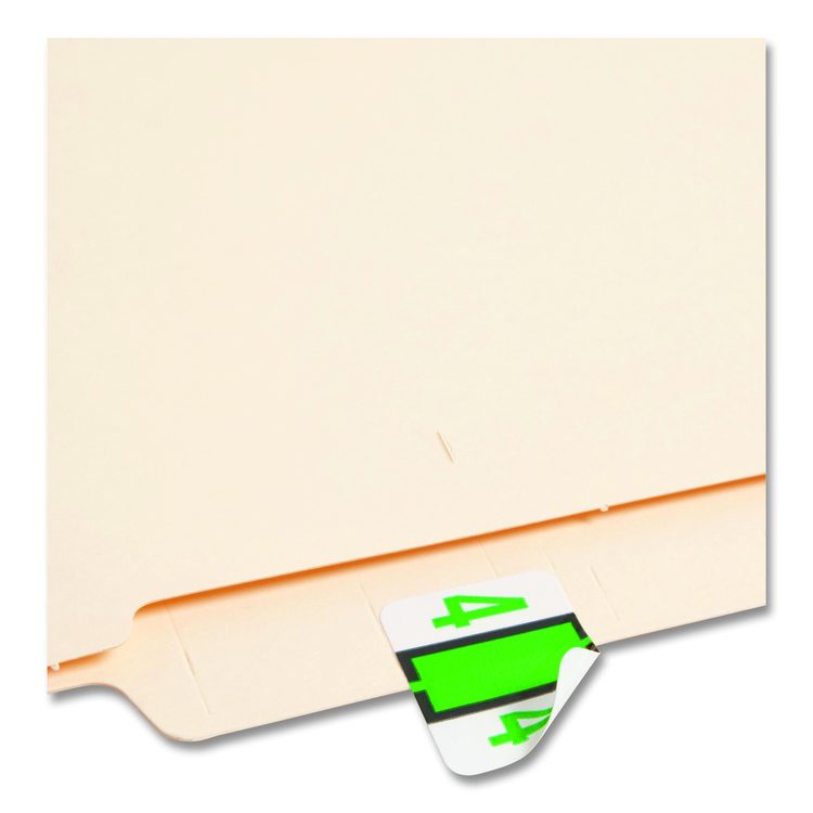 Numerical End Tab File Folder Labels, 4, 1 x 1.25, White, 500/Roll