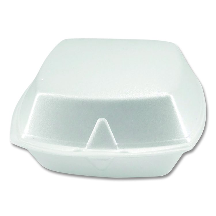 Foam Hinged Lid Containers, 6 x 6 x 3, White, Foam, 500/Carton