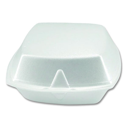 Foam Hinged Lid Containers, 6 x 6 x 3, White, Foam, 500/Carton
