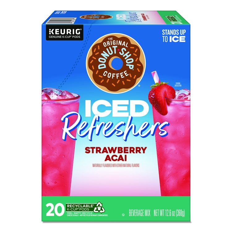 ICED Refreshers K-Cup Pods, Strawberry Acai, 20/Box