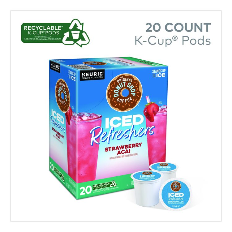 ICED Refreshers K-Cup Pods, Strawberry Acai, 20/Box
