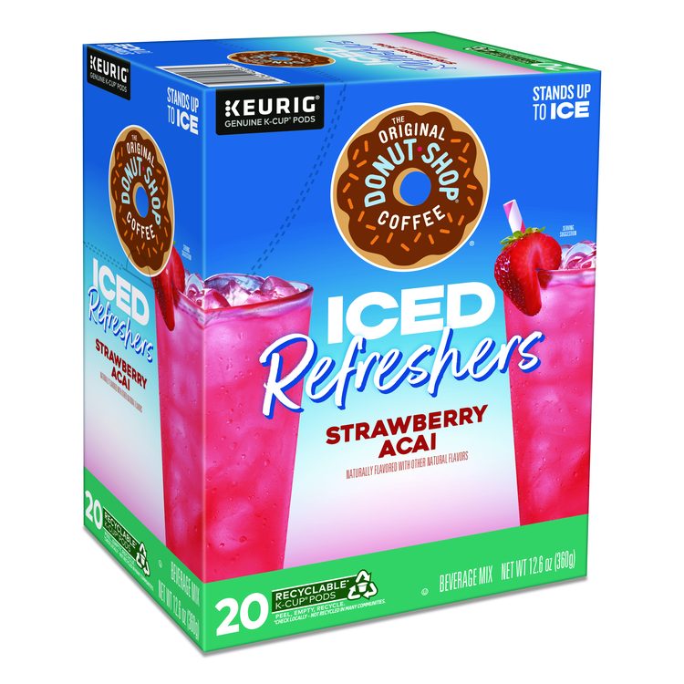 ICED Refreshers K-Cup Pods, Strawberry Acai, 20/Box
