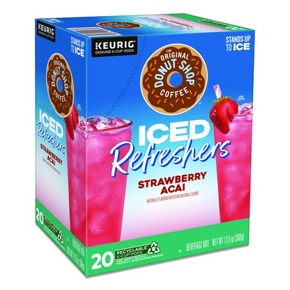 ICED Refreshers K-Cup Pods, Strawberry Acai, 20/Box