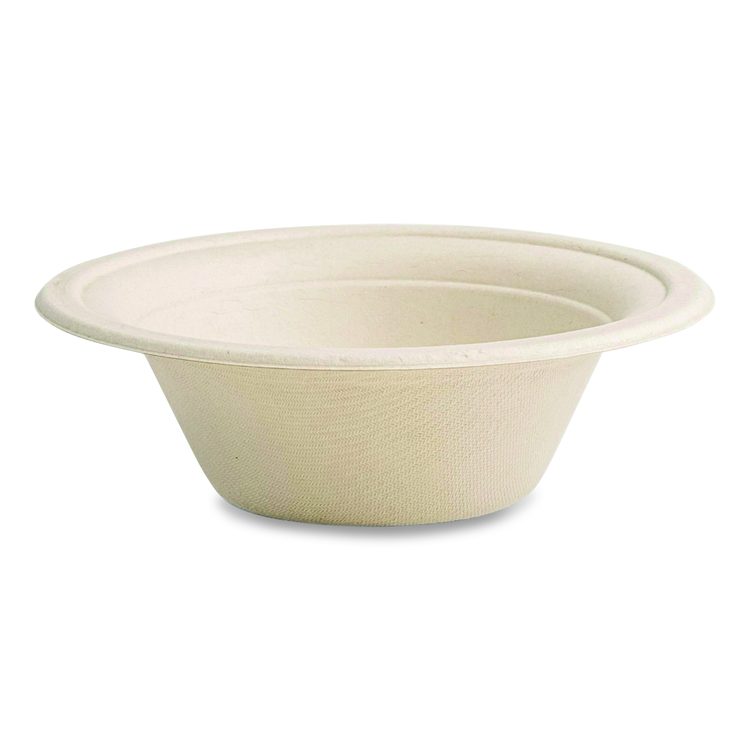 Nourish Molded Fiber Tableware, Compostable, Bowl, Sugarcane, 12 oz, White, 1,000/Carton
