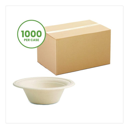 Nourish Molded Fiber Tableware, Compostable, Bowl, Sugarcane, 12 oz, White, 1,000/Carton