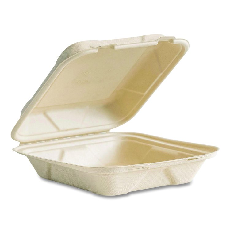 Nourish Molded Fiber Takeout Containers, Compostable, 7.9 x 7.9 x 2.9, White, Sugarcane, 200/Carton