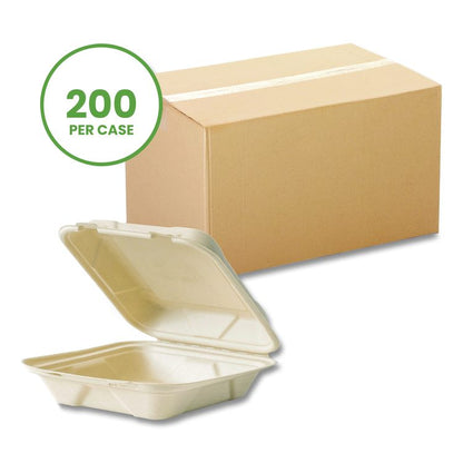 Nourish Molded Fiber Takeout Containers, Compostable, 7.9 x 7.9 x 2.9, White, Sugarcane, 200/Carton