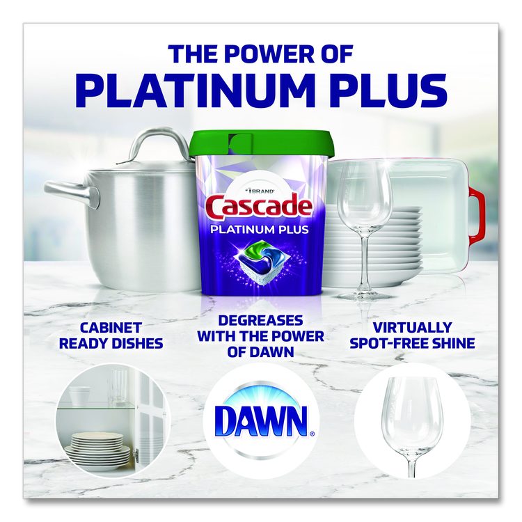 Platinum Plus ActionPacs Dishwasher Detergent Pods, Fresh Scent, 26.6 oz Tub, 47/Tub, 3 Tubs/Carton