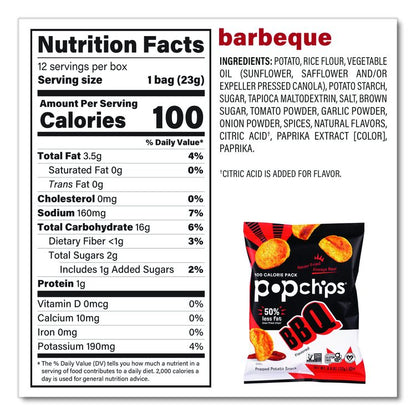 Potato Chips, Variety Pack, Barbeque, Sea Salt, Sour Cream and Onion, 0.8 oz Bag, 30/Pack