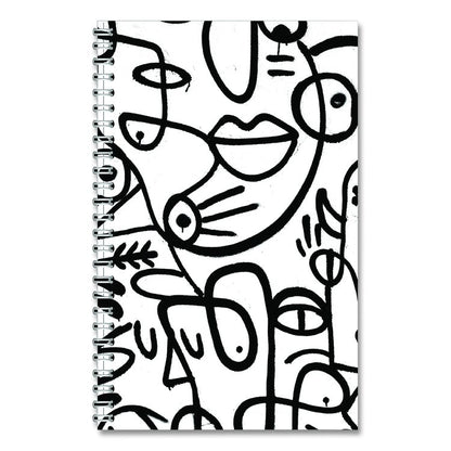 Recycled Non-Dated Monthly/Weekly Planner, Abstract Faces, Black/White Cover, Undated