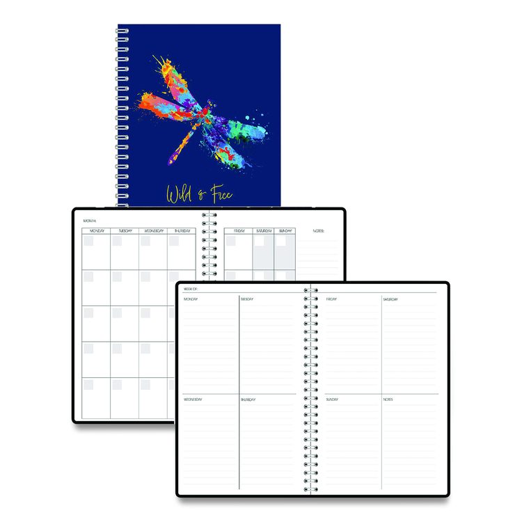 Recycled Non-Dated Monthly/Weekly Planner, Wild and Free, Multicolor Cover, Undated