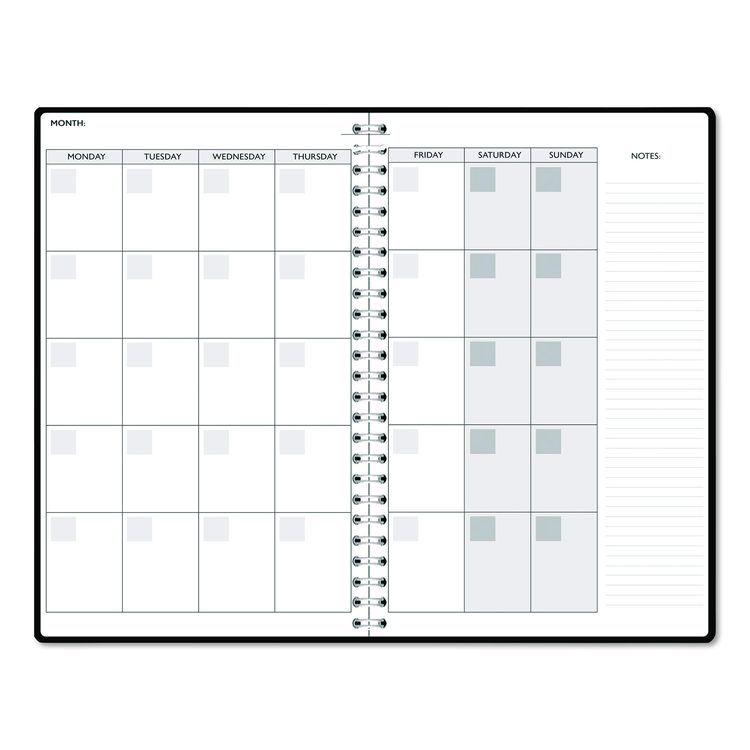 Recycled Non-Dated Monthly/Weekly Planner, Black and White Floral, Black/White Cover,  Undated