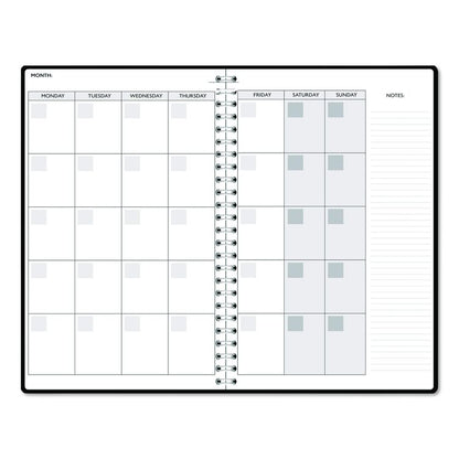 Recycled Non-Dated Monthly/Weekly Planner, Black and White Floral, Black/White Cover,  Undated