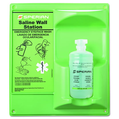 Saline Eye Wash Wall Station, 16 oz Bottle, 1 Bottle/Station