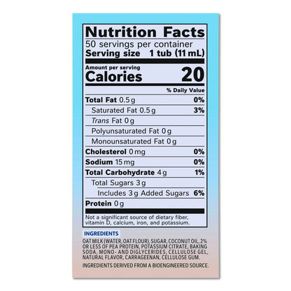 Plant-Based Oat Milk Liquid Creamers, Natural Vanilla, 0.38 oz Mini Cups, 50/Box, 4 Boxes/Carton
