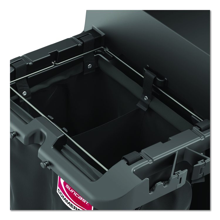 Divided Bag for Suncast Commercial Full-Size and Compact-Size Housekeeping Carts, 25.4 gal, 15.6" x 12.52" x 29.95", Black