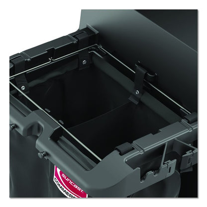 Divided Bag for Suncast Commercial Full-Size and Compact-Size Housekeeping Carts, 25.4 gal, 15.6" x 12.52" x 29.95", Black
