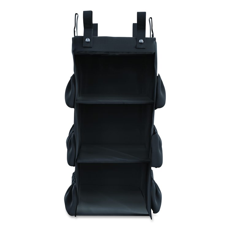 3-Sided Hanging Bag with Shelves for Suncast Commercial HKC1000/HKC2000 Housekeeping Carts, 25.4 gal, 15.7 x 12.4 x 30, Black