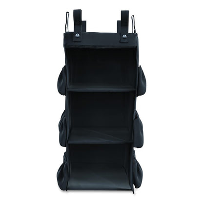 3-Sided Hanging Bag with Shelves for Suncast Commercial HKC1000/HKC2000 Housekeeping Carts, 25.4 gal, 15.7 x 12.4 x 30, Black