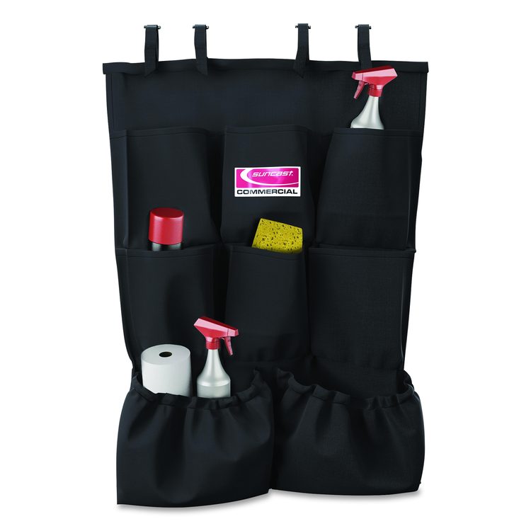 8-Pocket Organizer for Suncast Commercial Full-Size and Compact Housekeeping Carts, 19.5" x 1.67" x 26.83", Black